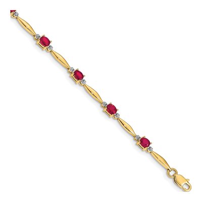 10K Yellow Gold Diamond Ruby Bracelet
