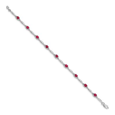 14K White Gold Ruby & Diamond Oval Bracelet – view 2