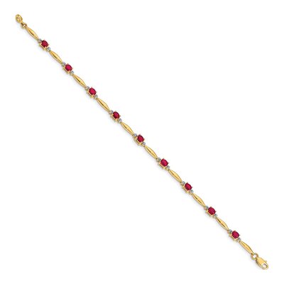 14K Yellow Gold Ruby & Diamond Oval Bracelet – view 2