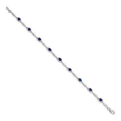 10K White Gold Diamond Sapphire Bracelet – view 2