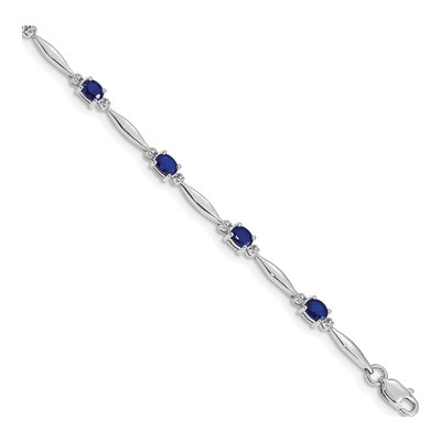 10K White Gold Diamond Sapphire Bracelet