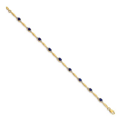 10K Yellow Gold Diamond Sapphire Bracelet – view 2