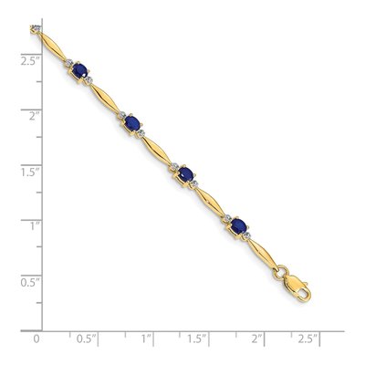 10K Yellow Gold Diamond Sapphire Bracelet – view 4