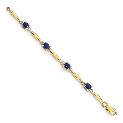 10K Yellow Gold Diamond Sapphire Bracelet