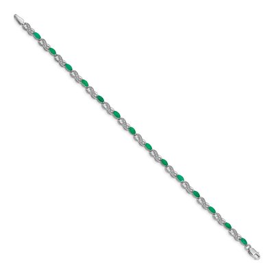14K White Gold 1/7 ct tw Emerald & Diamond Infinity Bracelet – view 2