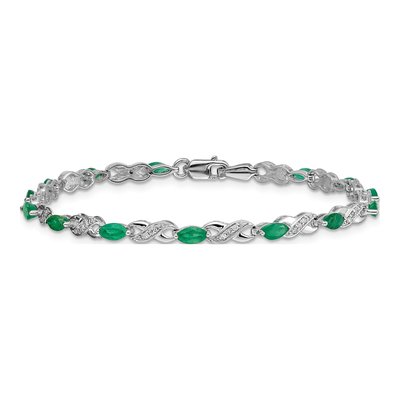 14K White Gold 1/7 ct tw Emerald & Diamond Infinity Bracelet – view 3