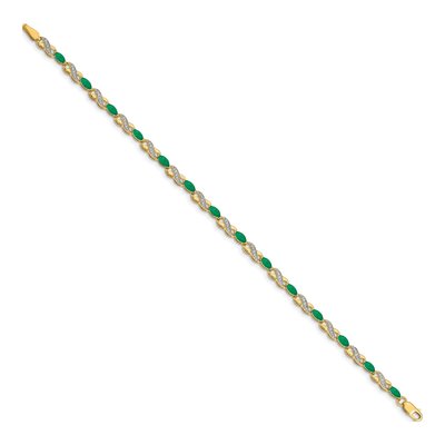 14K Yellow Gold 1/7 ct tw Emerald & Diamond Infinity Bracelet – view 2