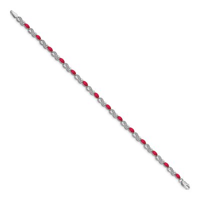 10K White Gold 1/6 ct tw Diamond Ruby Infinity Bracelet – view 2