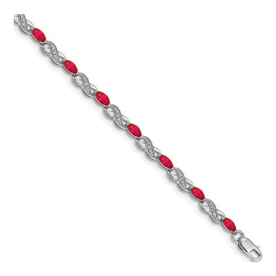 14K White Gold 1/7 ct tw Ruby & Diamond Infinity Bracelet
