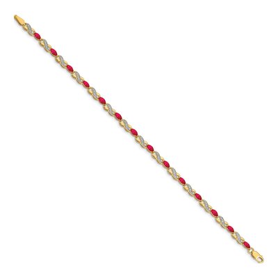 14K Yellow Gold 1/7 ct tw Ruby & Diamond Infinity Bracelet – view 2