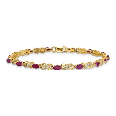 14K Yellow Gold 1/7 ct tw Ruby & Diamond Infinity Bracelet – view 3