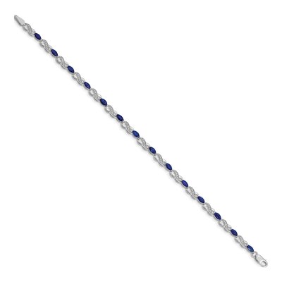 10K White Gold 1/6 ct tw Diamond Sapphire Infinity Bracelet – view 2