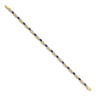 10K Yellow Gold 1/6 ct tw Diamond Sapphire Infinity Bracelet – view 2
