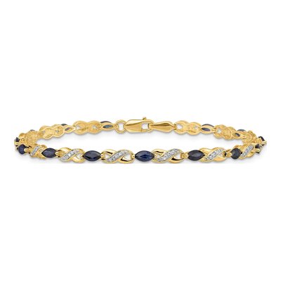 10K Yellow Gold 1/6 ct tw Diamond Sapphire Infinity Bracelet – view 3