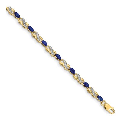 10K Yellow Gold 1/6 ct tw Diamond Sapphire Infinity Bracelet
