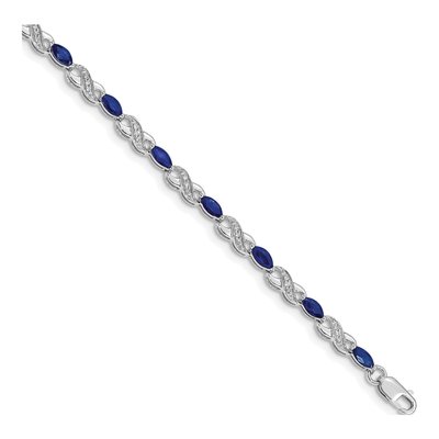 14K White Gold 1/7 ct tw Sapphire & Diamond Infinity Bracelet
