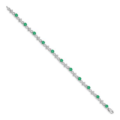 14K White Gold 1/10 ct tw Emerald & Diamond Round Bracelet – view 2