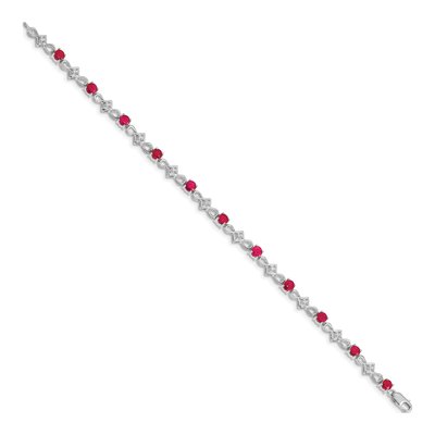 14K White Gold 1/10 ct tw Ruby & Diamond Round Bracelet – view 3