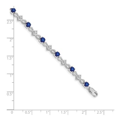 10K White Gold 1/10 ct tw Diamond Sapphire Link Bracelet – view 3