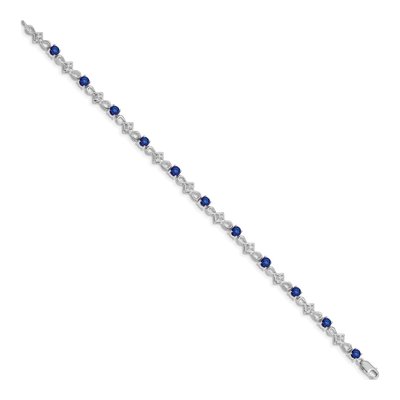14K White Gold 1/10 ct tw Sapphire & Diamond Round Bracelet – view 2