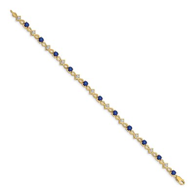 14K Yellow Gold 1/10 ct tw Sapphire & Diamond Round Bracelet – view 3