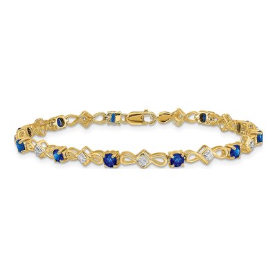 14K Yellow Gold 1/10 ct tw Sapphire & Diamond Round Bracelet – view 4