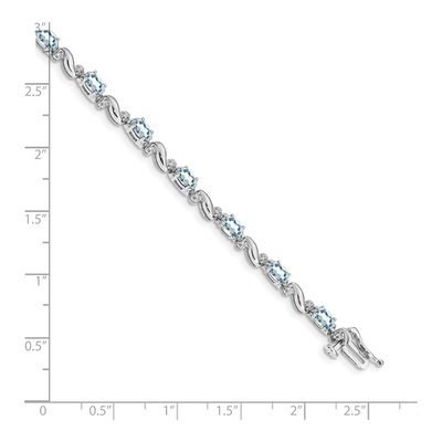 14K White Gold 0.11 ct tw Aquamarine & Diamond Oval Curved Link Bracelet – view 4