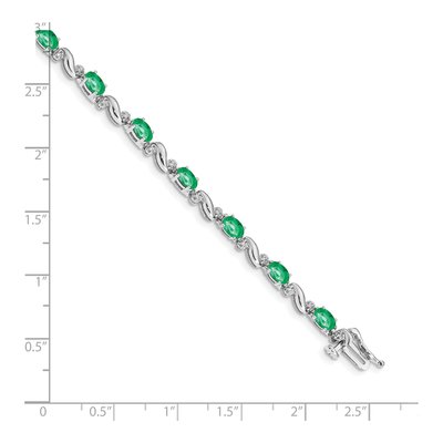 10K White Gold Emerald Oval Bracelet – view 3