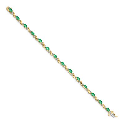 10K Yellow Gold Emerald Oval Bracelet – view 2