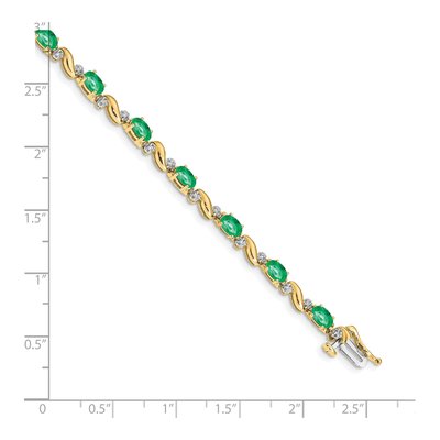 10K Yellow Gold Emerald Oval Bracelet – view 4