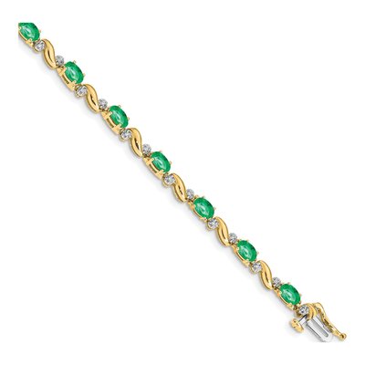 10K Yellow Gold Emerald Oval Bracelet