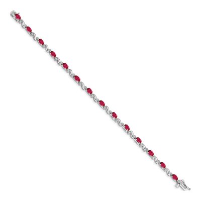 14K White Gold 0.11 ct tw Ruby & Diamond Link Bracelet – view 2