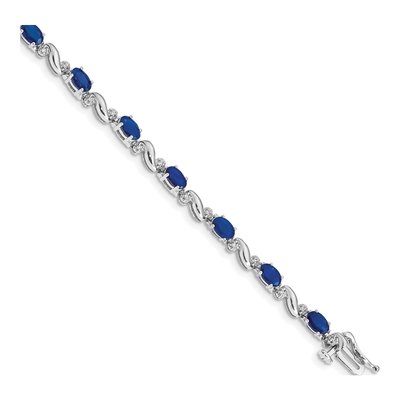 10K White Gold Sapphire Oval Bracelet