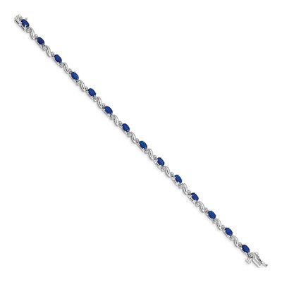 14K White Gold 0.11 ct tw Sapphire & Diamond Oval Curved Link Bracelet – view 3