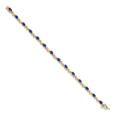 14K Yellow Gold 0.11 ct tw Sapphire & Diamond Oval Curved Link Bracelet – view 2