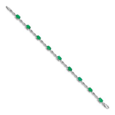 10K White Gold 1/4 ct tw Diamond Emerald Bracelet – view 2