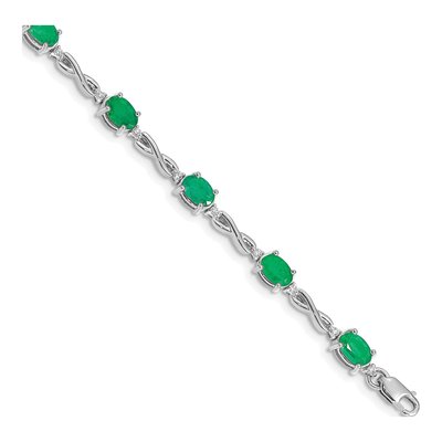 10K White Gold 1/4 ct tw Diamond Emerald Bracelet