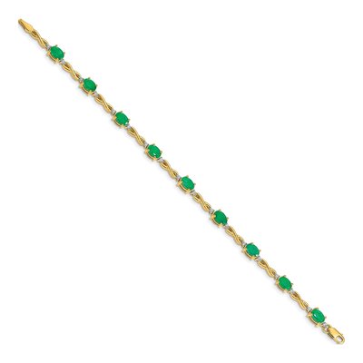 14K Yellow Gold 0.27 ct tw Emerald & Diamond Infinity Bracelet – view 2