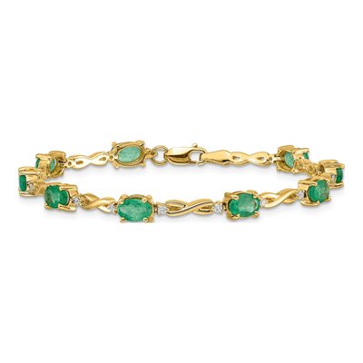 14K Yellow Gold 0.27 ct tw Emerald & Diamond Infinity Bracelet – view 3