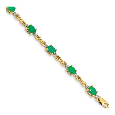 14K Yellow Gold 0.27 ct tw Emerald & Diamond Infinity Bracelet