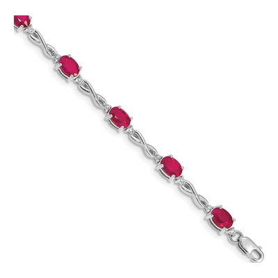 14K White Gold 0.27 ct tw Ruby & Diamond Infinity Bracelet