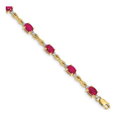 14K Yellow Gold 0.27 ct tw Ruby & Diamond Infinity Bracelet