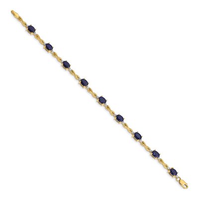 14K Yellow Gold 0.27 ct tw Sapphire & Diamond Oval Infinity Bracelet – view 3