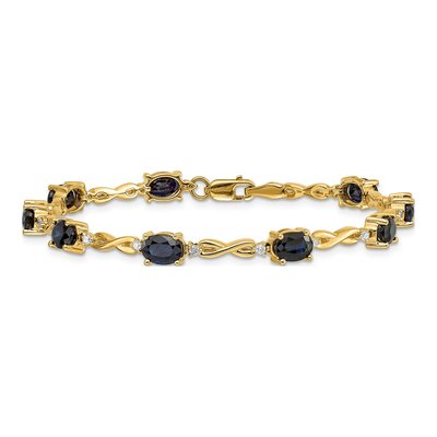 14K Yellow Gold 0.27 ct tw Sapphire & Diamond Oval Infinity Bracelet – view 4