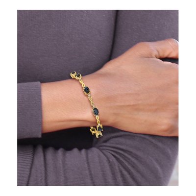 14K Yellow Gold 0.27 ct tw Sapphire & Diamond Oval Infinity Bracelet – view 5