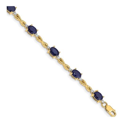 14K Yellow Gold 0.27 ct tw Sapphire & Diamond Oval Infinity Bracelet