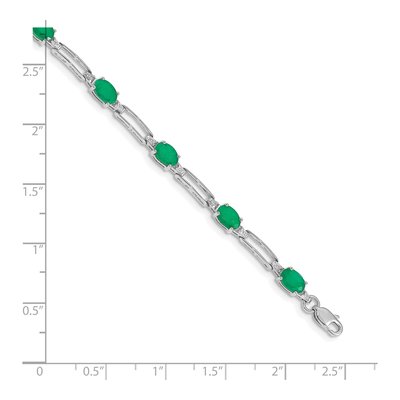 10K White Gold 1/20 ct tw Diamond Emerald Bracelet – view 3