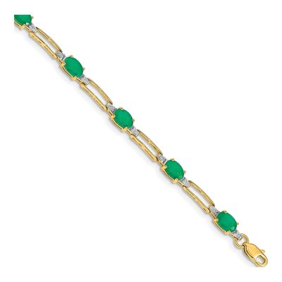 10K Yellow Gold 1/20 ct tw Emerald Diamond Bracelet