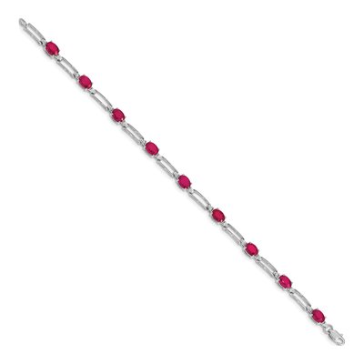 14K White Gold Ruby & Diamond Paperclip Bracelet – view 3