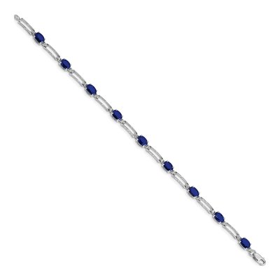 10K White Gold 1/20 ct tw Sapphire & Diamond Link Bracelet – view 2
